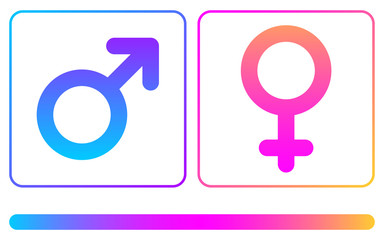 Pink and blue female and male spectrum signs.