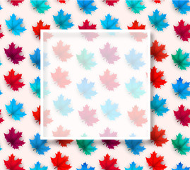 Autumn background with frame and maple leaves pattern.