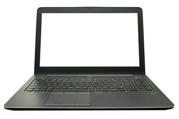 Front view of notebook with white screen and white background