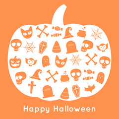 happy halloween pumpkin card and icon