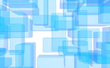 Blue and white abstract digital and technology background. The pattern with repeating rectangles. 3D illustration