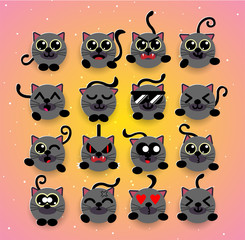 cute cat kawaii emotion,emoji,halloween.