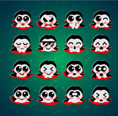 cute dracula kawaii emotion,emoji,halloween.