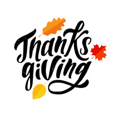 Happy Thanksgiving lettering Calligraphy Brush Text Holiday Vector Sticker Gold