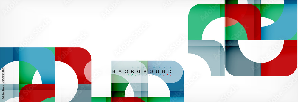 Wall mural colorful squares composition abstract banner. illustration for business brochure or flyer, presentat