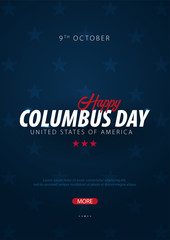 Columbus Day sale promotion, advertising, poster, banner, template with American flag. Columbus day wallpaper. Voucher discount.