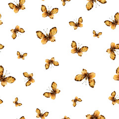 Seamless pattern with yellow butterflies