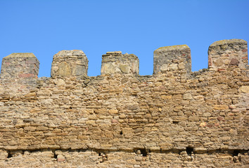 Old europe castle wall with copy space.