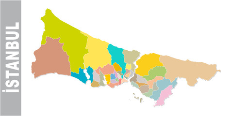 Colorful Istanbul administrative and political vector map