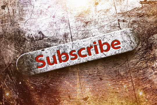 Subscribe Subscription Icon on the wooden table