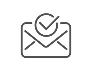 Approved mail line icon. Accepted or confirmed sign. Document symbol. Quality design element. Classic style. Editable stroke. Vector