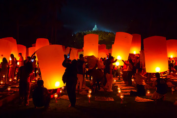 BOROBUDUR, May 29th 2018: People gathered in front of Borobudur Temple for  lantern festival