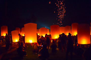 BOROBUDUR, May 29th 2018: People together at Lantern Festival in Borobudur