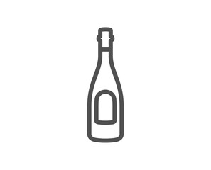 Champagne bottle line icon. Anniversary alcohol sign. Celebration event drink. Quality design element. Classic style champagne. Editable stroke. Vector