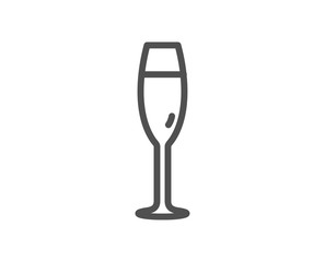 Champagne glass line icon. Wine glass sign. Quality design element. Classic style. Editable stroke. Vector