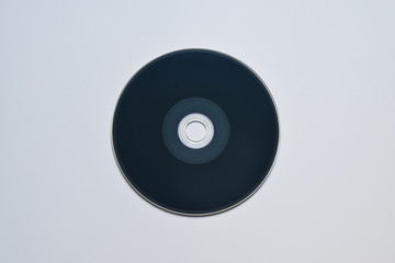 Blu-ray disc on white background. Top view