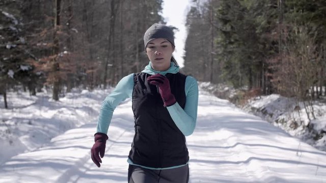 Athlete running in winter