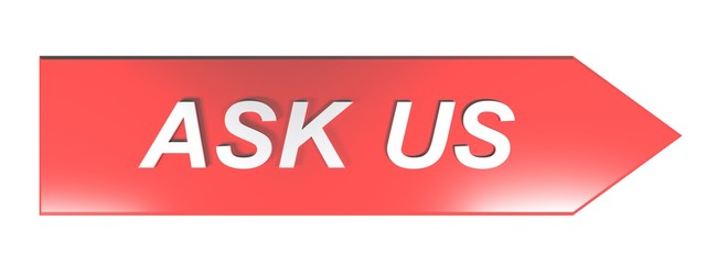 ASK US on red arrow - 3D rendering