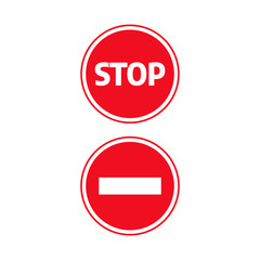 Traffic stop dangerous vector signs. Stop, warning and attention sign