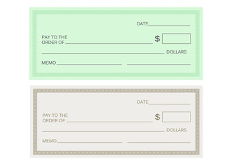 Blank check template. Check vector template. Banking check template