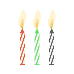Cake candles with flame vector illustration. Birthday cake candle isolated
