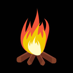 Vector cartoon bonfire. Fire camp. Campfire cartoon illustration