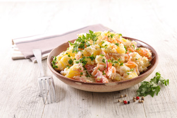 potato with cream and salmon