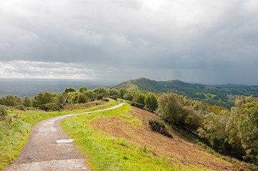 Malvern hills of England on a stormy day.