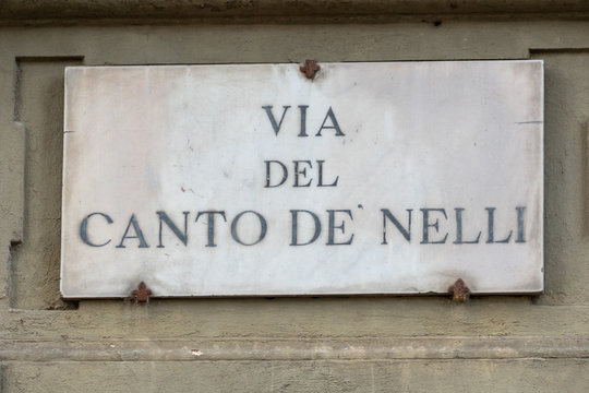 Florence via del canto de nelli street marble sign