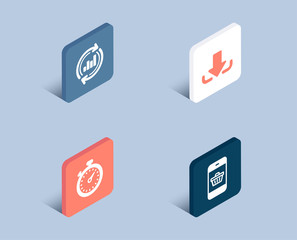 Set of Update data, Download and Timer icons