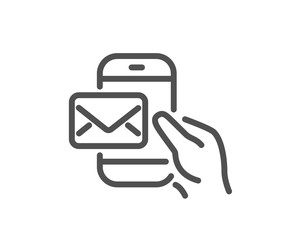 Obraz premium Messenger Mail line icon. New newsletter sign. Phone E-mail symbol. Quality design element. Classic style messenger icon. Editable stroke. Vector