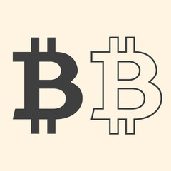 Bitcoin sign on beige background