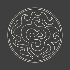 Abstract minimalism linear vector logo art on dark grey background