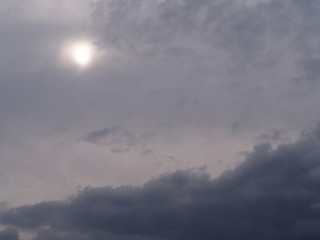 Sun in a clouded sky at the end of a day