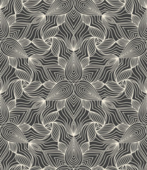 Detailed linear engraving abstract floral pattern