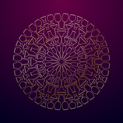 Decorative mandala composed of drinkware, glasses, bar decoration, coaster design