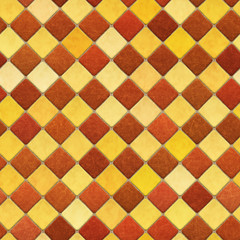 Diagonal staggered bicolor ceramic tiles seamless pattern: red-brown and yellow-beige