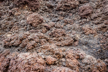 Frozen volcanic lava closeup thousands of years after the eruption