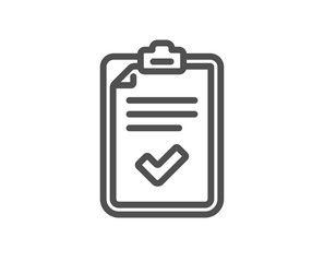 Checklist line icon. Survey report sign. Business review symbol. Quality design element. Classic style survey icon. Editable stroke. Vector