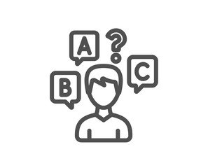 Quiz test line icon. Select answer sign. Business interview symbol. Quality design element. Classic style. Editable stroke. Vector