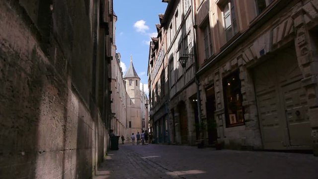 Street with tower in Rouen, Normandy France