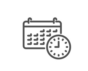 Time and calendar line icon. Clock or watch sign. Quality design element. Classic style calendar icon. Editable stroke. Vector