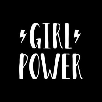 Vector poster with inspirational hand drawn quote Girl Power