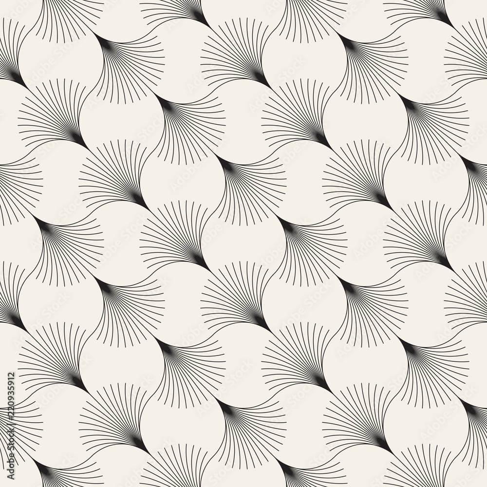 Wall mural vector seamless vintage pattern of overlapping arcs in art deco style. modern stylish abstract textu