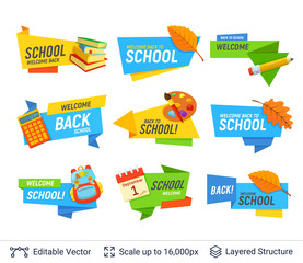 Education colorful badges vector set.