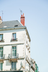Picture of a street in old french town with traditional architecture