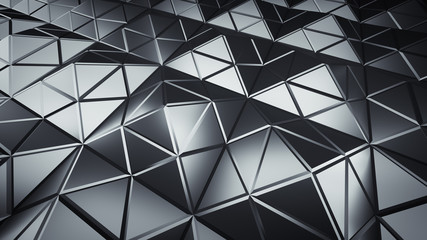 Futuristic polygonal grey shape 3D render illustration