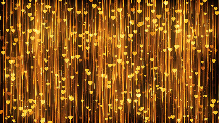 Hearts Gold Particles Background