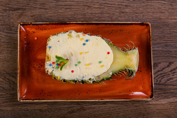 Ice-cream in the pineapple
