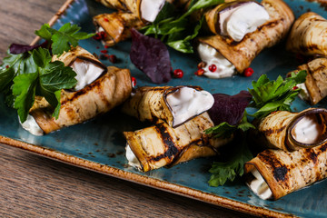 Eggplant roll with cheese
